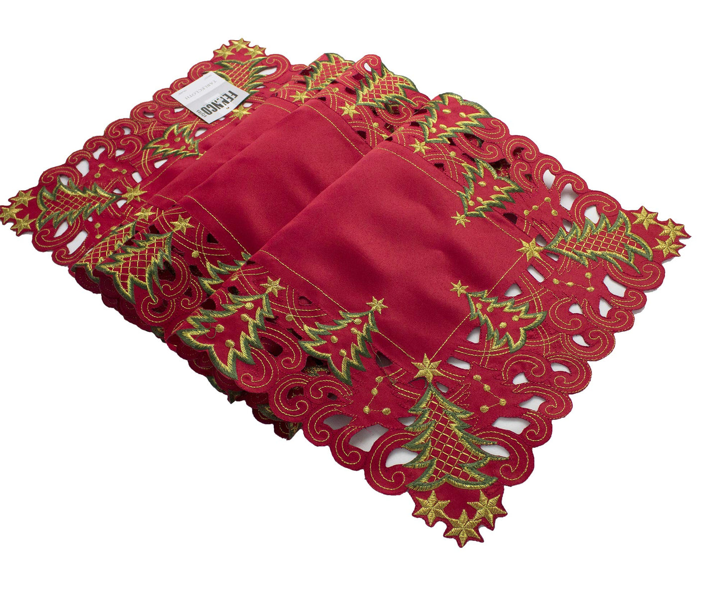 Fennco Styles Pandora Collection Holiday Christmas Tree Table Linens