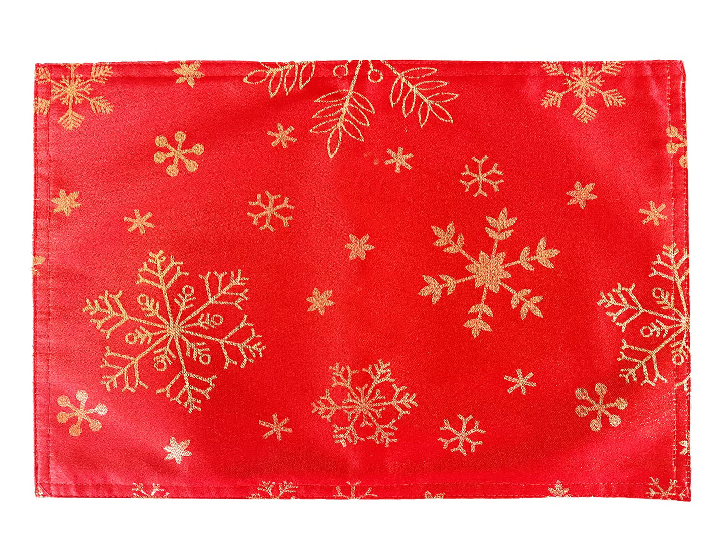 Fennco Styles Holiday Foil Print Snowflake Table Runner 16" W x 54" L - Red Woven Table Cover for Home Décor, Banquet, Family Gathering, Christmas, Special Occasion