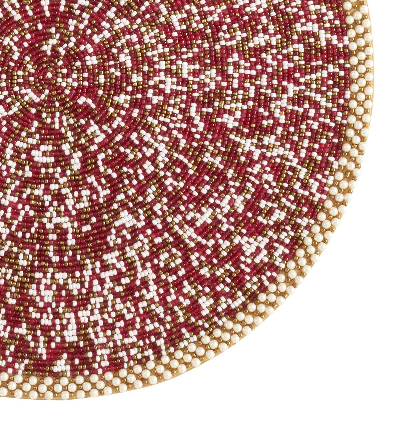Fennco Styles Goa Collection Contemporary Pearl Glass Beaded 14 x 14 Inch Place Mat – Variety Color Placemat for Banquets, Family Gathering, Special Events and Home Décor
