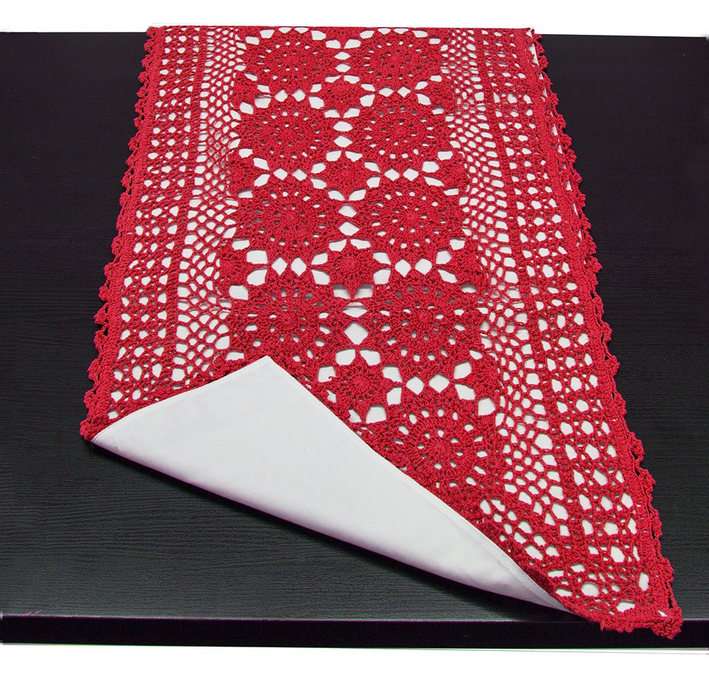 Fennco Styles Handmade Crochet Mandala Cotton Rectangular Table Runner - Vintage Table Cover for Home, Dining Room, Holidays, Family Gatherings, Banquets and Special Occasions
