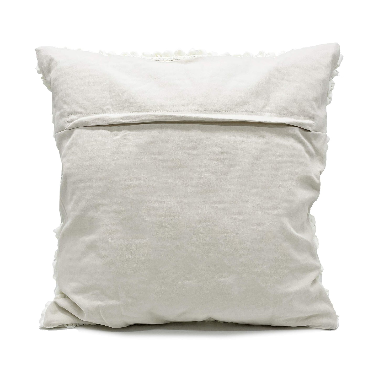 Fennco Styles Handmade Geometric Cotton Blend Decorative Throw Pillow Cover 18" W x 18" L - White Woven Pillow Case for Home, Couch, Bedroom, Bench and Office Décor
