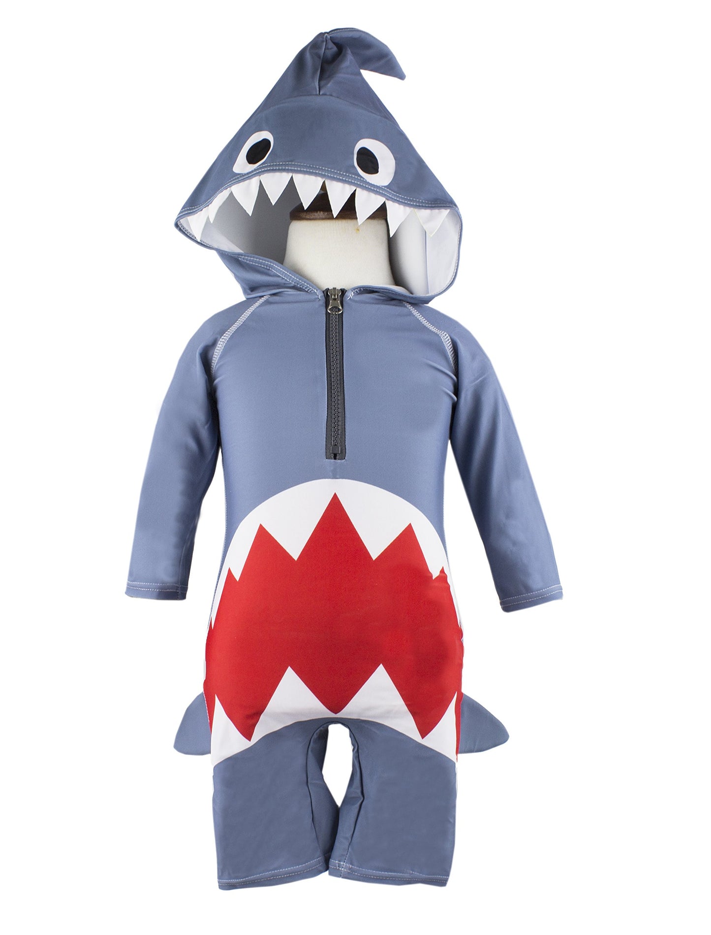 stylesilove Little Boy Shark Costume One-Piece Swimsuit Grey Rash Guard Beachwear Bathing Suit