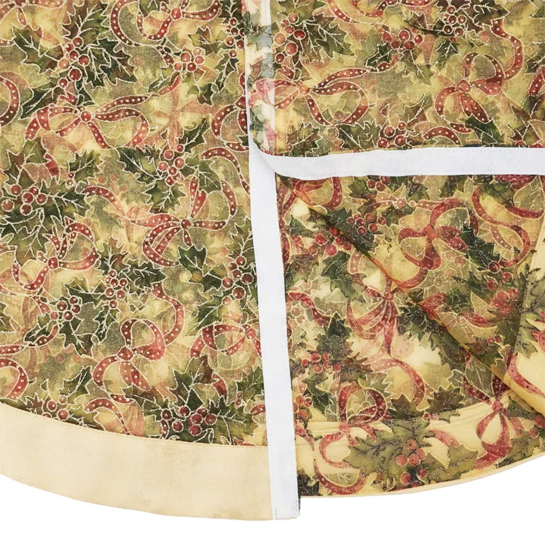Gold Accent Christmas Holiday Tree Skirt, 48 Inch Round, New