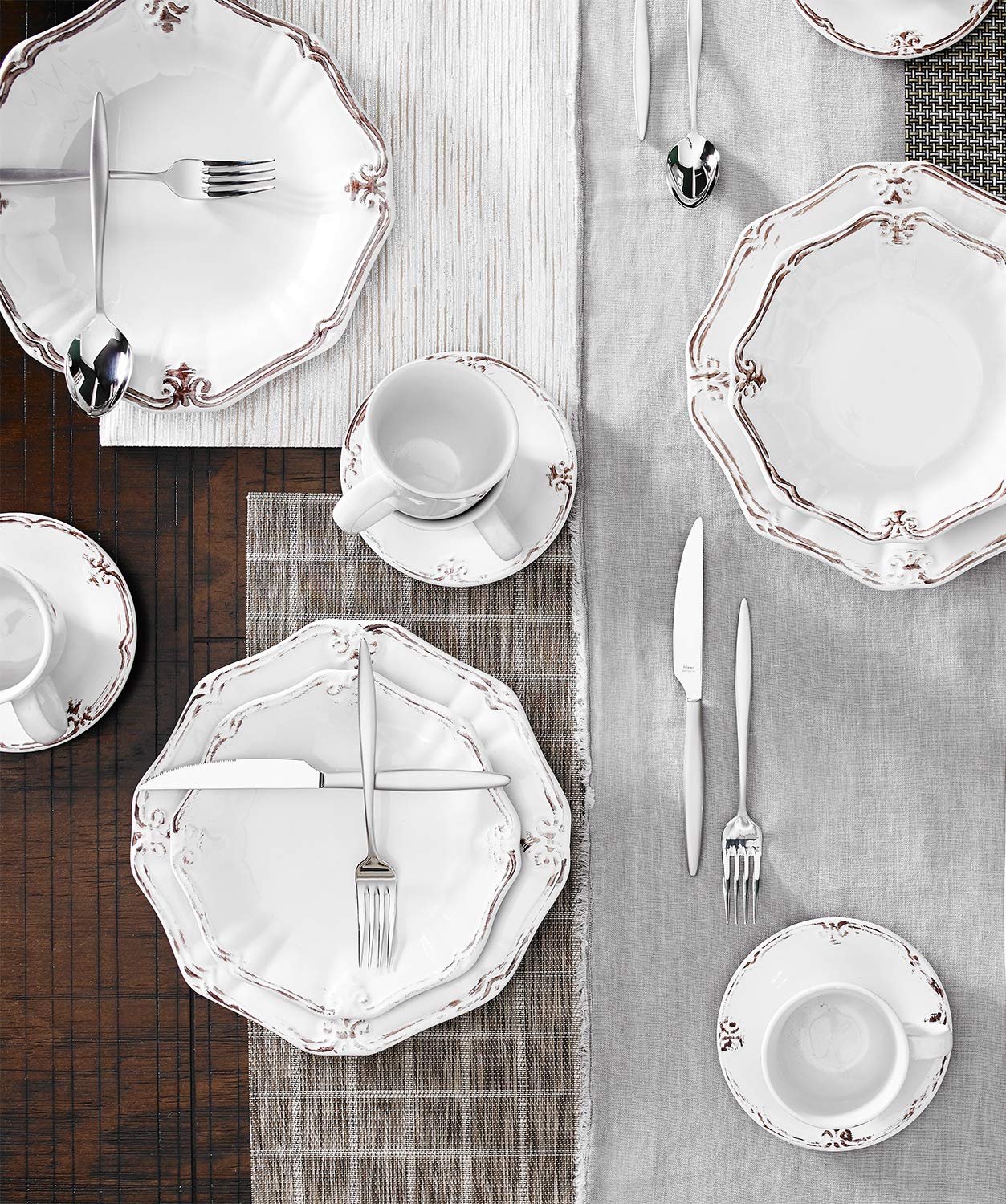 Fennco Styles Evelina Collection Contemporary Metallic Fused Table Linens – Silver Table Linens for Banquets, Family Gather, Special Events and Home Décor