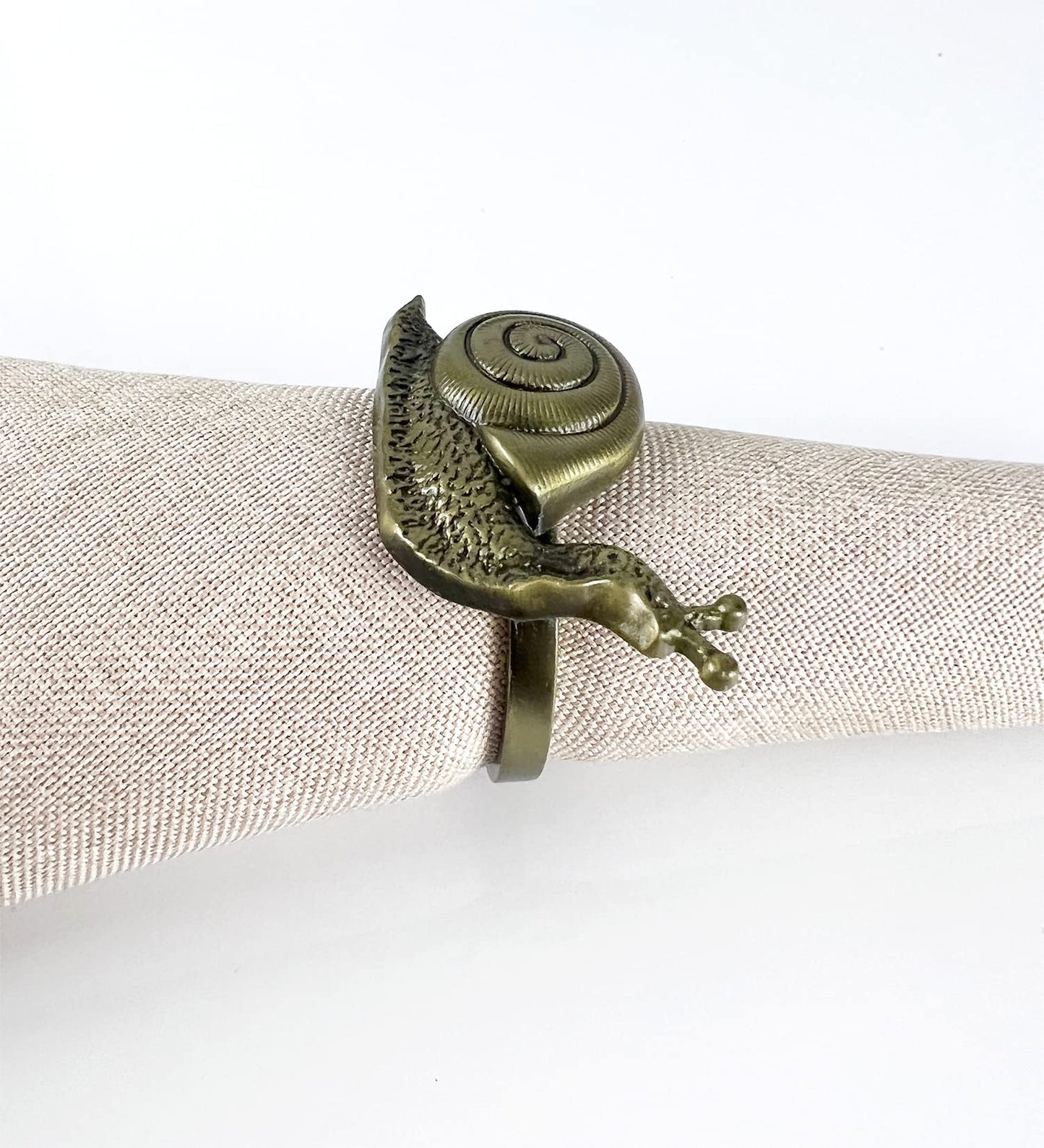 Fennco Styles Nature's Touch Snail Metal Napkin Rings, Set of 4 – Copper Napkin Holders for Family Dinner, Themed Party, Table Décor, Banquets, Holidays and Special Occasion