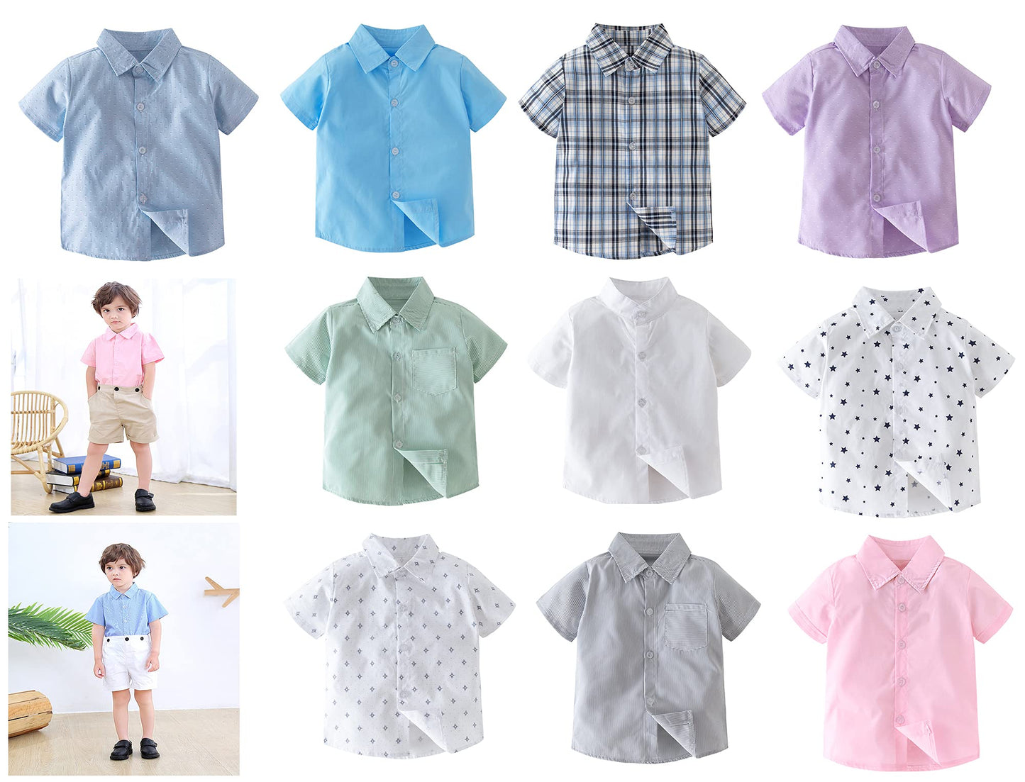 stylesilove Toddler Boys Short Sleeve Classic Cotton Button Down Shirt for Casual, Formal Event and Special Occasions