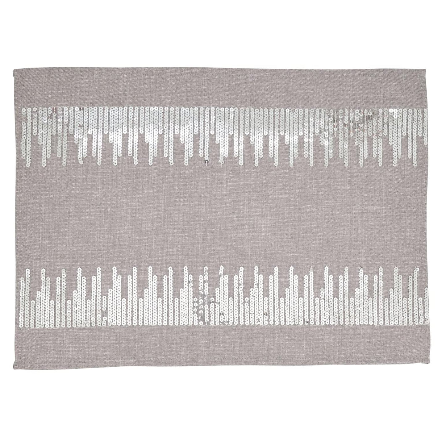 Fennco Styles Shimmering Sequin Border Table Runner 16" W x 72" L - Silver Table Cover for Home, Dining Room, Banquets, Family Gatherings, Everyday Use and Special Occasions