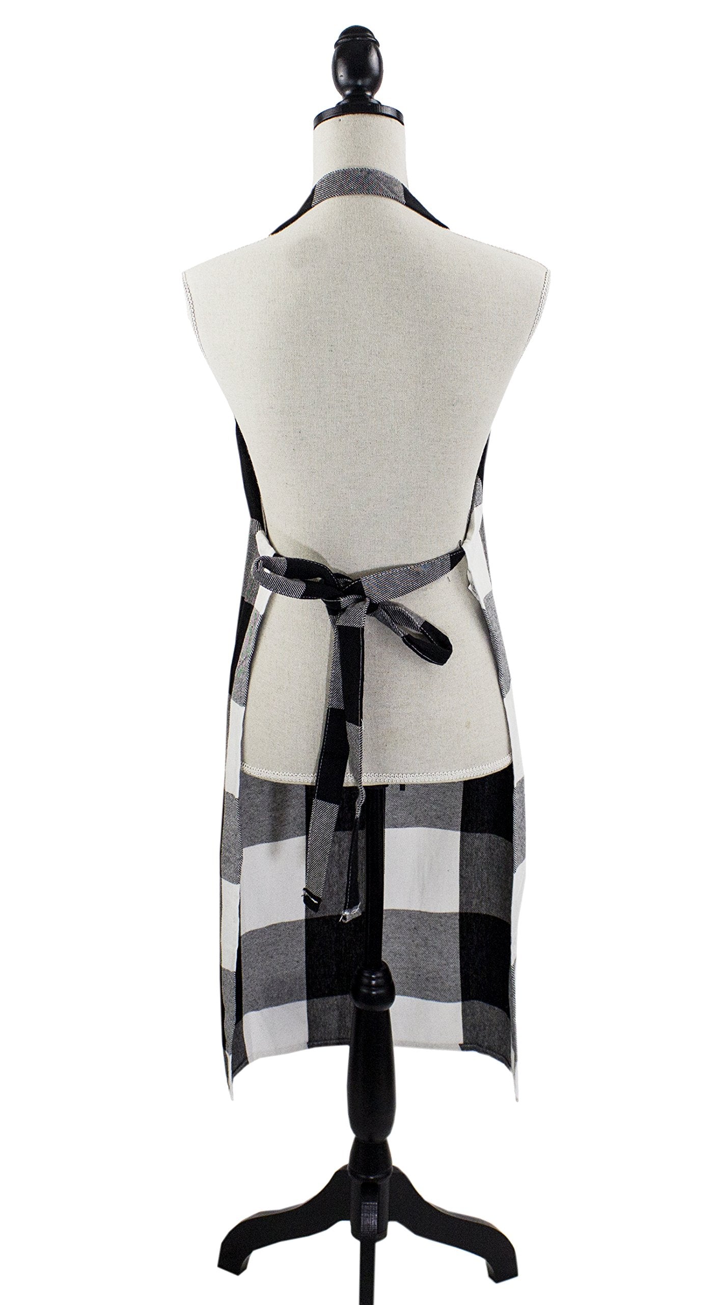 Fennco Styles Black and White Buffalo Check Plaid Cotton Kitchen Home Apron (30" x 36")