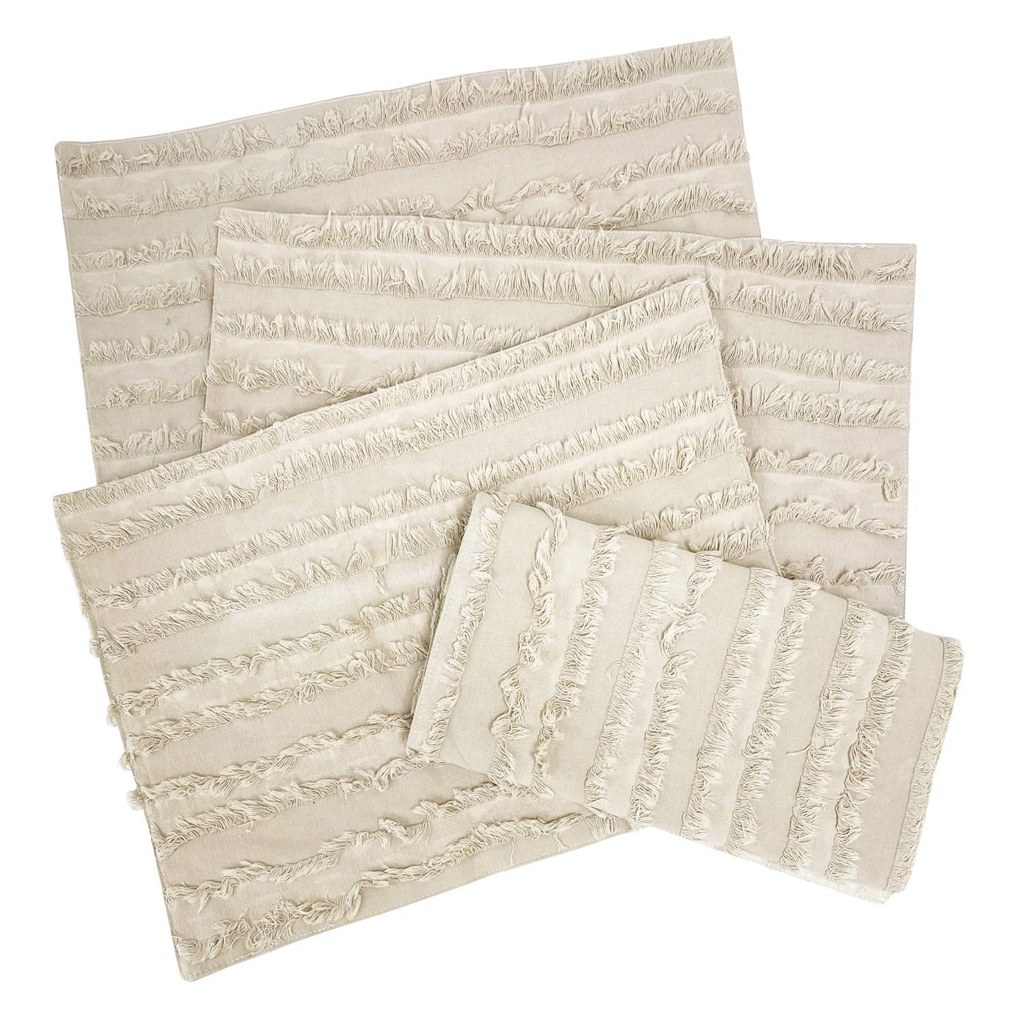 Fennco Styles Modern Fringe Stripe Cotton Table Runner 15" W x 72" L - Table Cover for Home Décor, Dining Table, Banquet, Everyday Use and Special Occasion