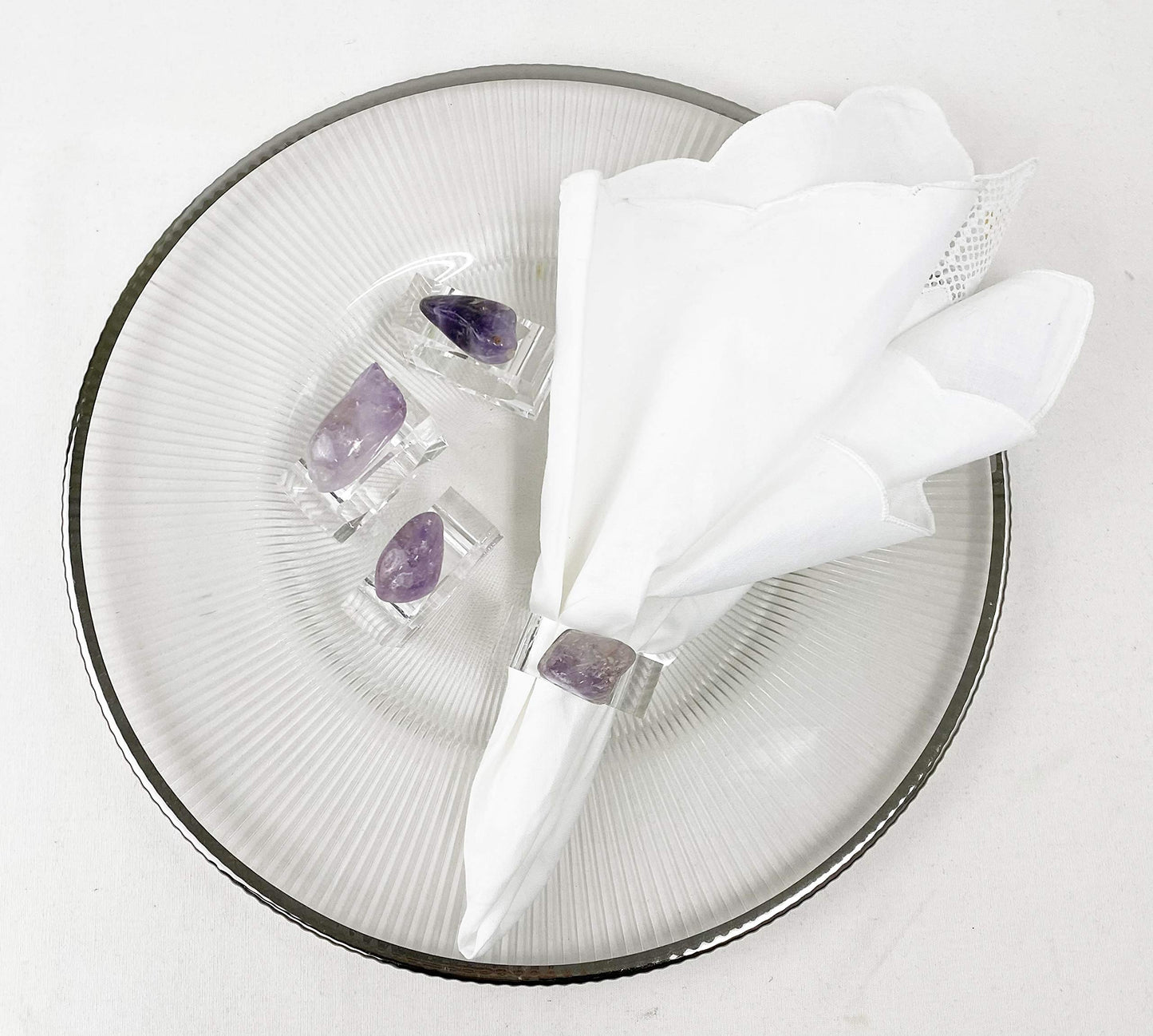 Fennco Styles Natural Stone Napkin Rings, Set of 4 - Natural Rock Napkin Holders for Home Décor, Dining Table, Banquet, Everyday Use and Special Occasion