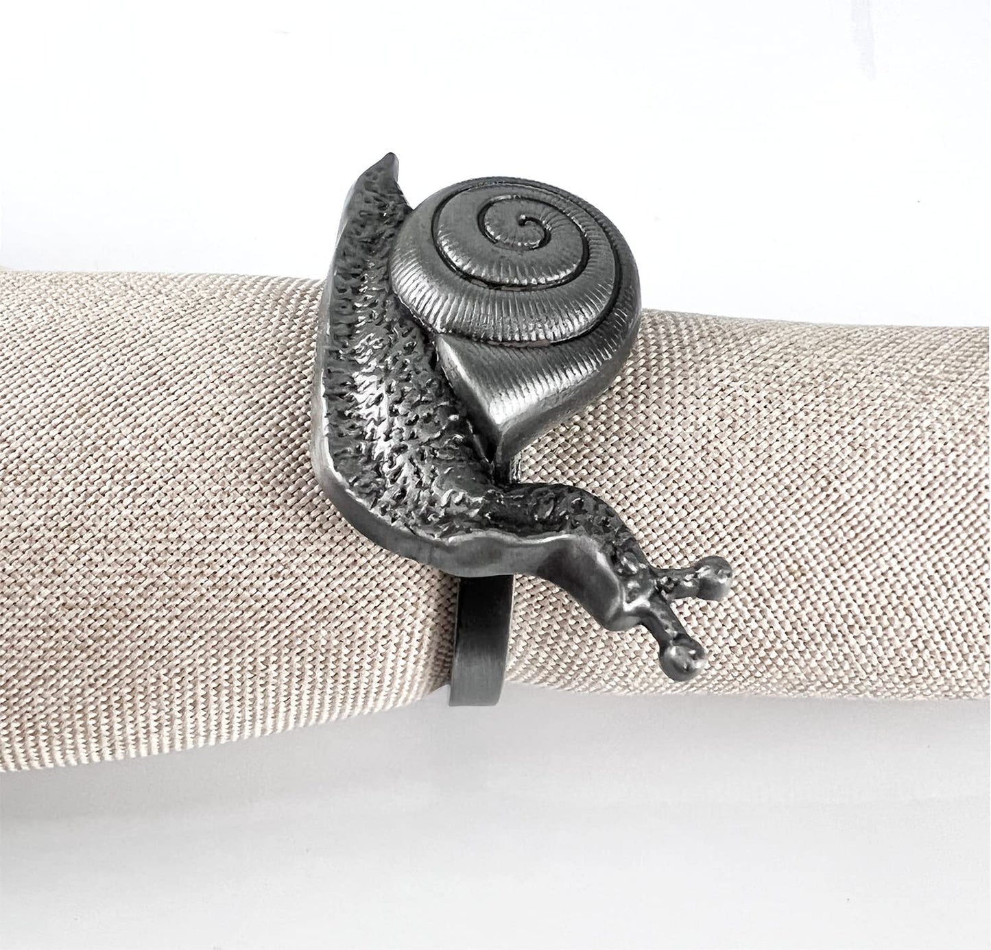 Fennco Styles Nature's Touch Snail Metal Napkin Rings, Set of 4 – Copper Napkin Holders for Family Dinner, Themed Party, Table Décor, Banquets, Holidays and Special Occasion