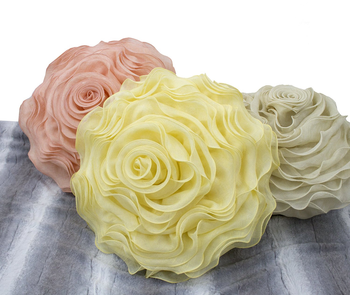 Fennco Styles Beautiful Handmade 3D Rose with Custom Made Fabric Decorative Throw Pillow 16" Round