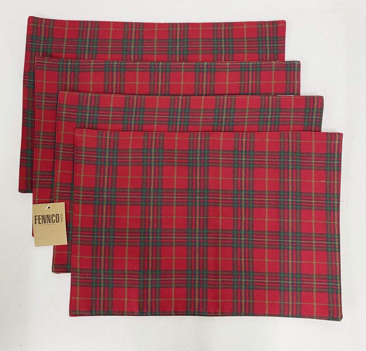 Fennco Styles Rustic Tartan Plaid Cotton Table Runner 16" W x 72" L - Terracotta Table Cover for Home Décor, Dining Table, Banquets, Holiday and Everyday Use