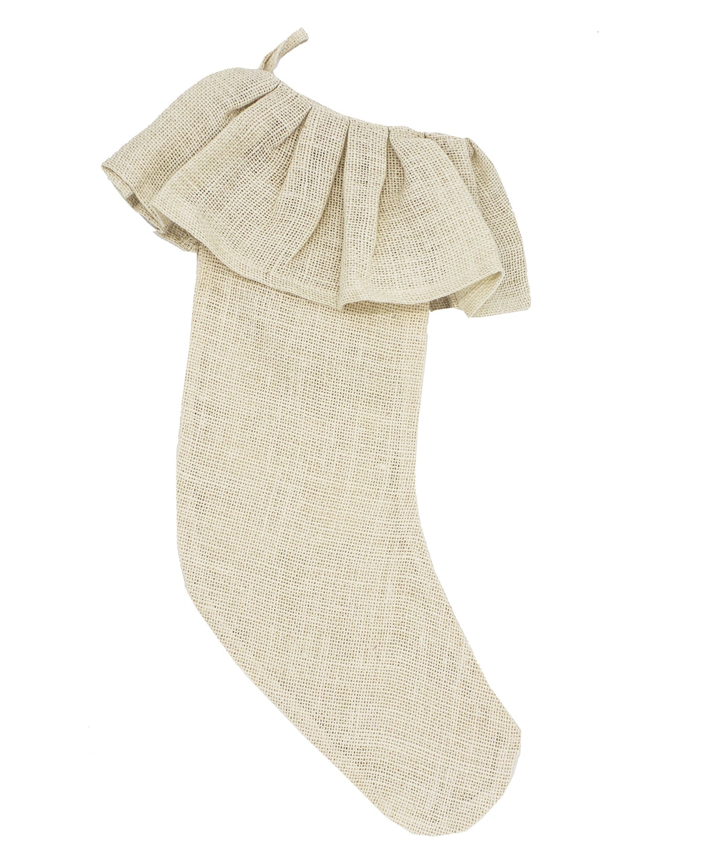 Amy's HomeGoods Holiday Décor Ruffle Trim Jute Burlap Xmas Tree Skirt (Ivory, 13"x19" Stocking)