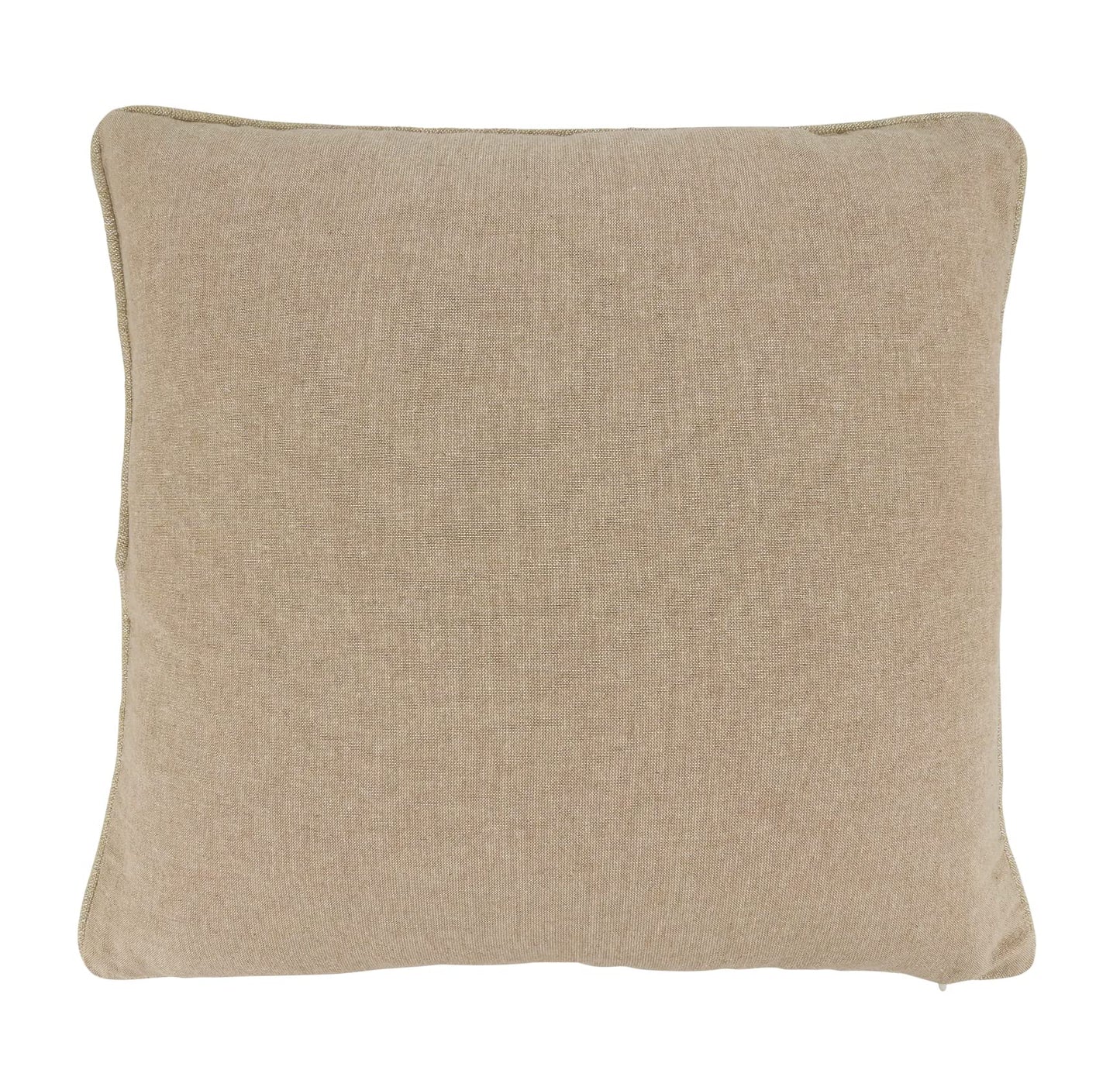Fennco Styles Beaded Embroidered Snowflake Cotton Throw Pillow 18" W x 18" L - Natural Holiday Cushion for Christmas, Home, Couch, Living Room Décor, Special Occasion