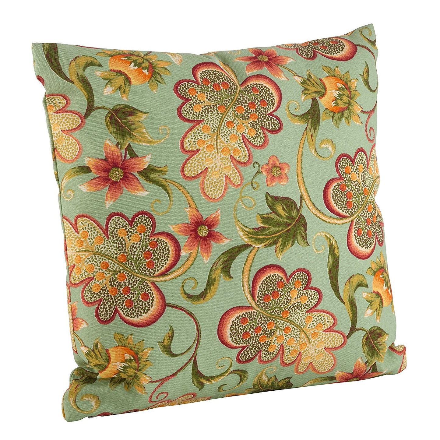 Fennco Styles Paisley Design Indoor/Outdoor Poly Filled Throw Pillow 17" W X 17" L - Turquoise Floral Print Accent Pillow for Home, Patio, Garden and Lawn Décor