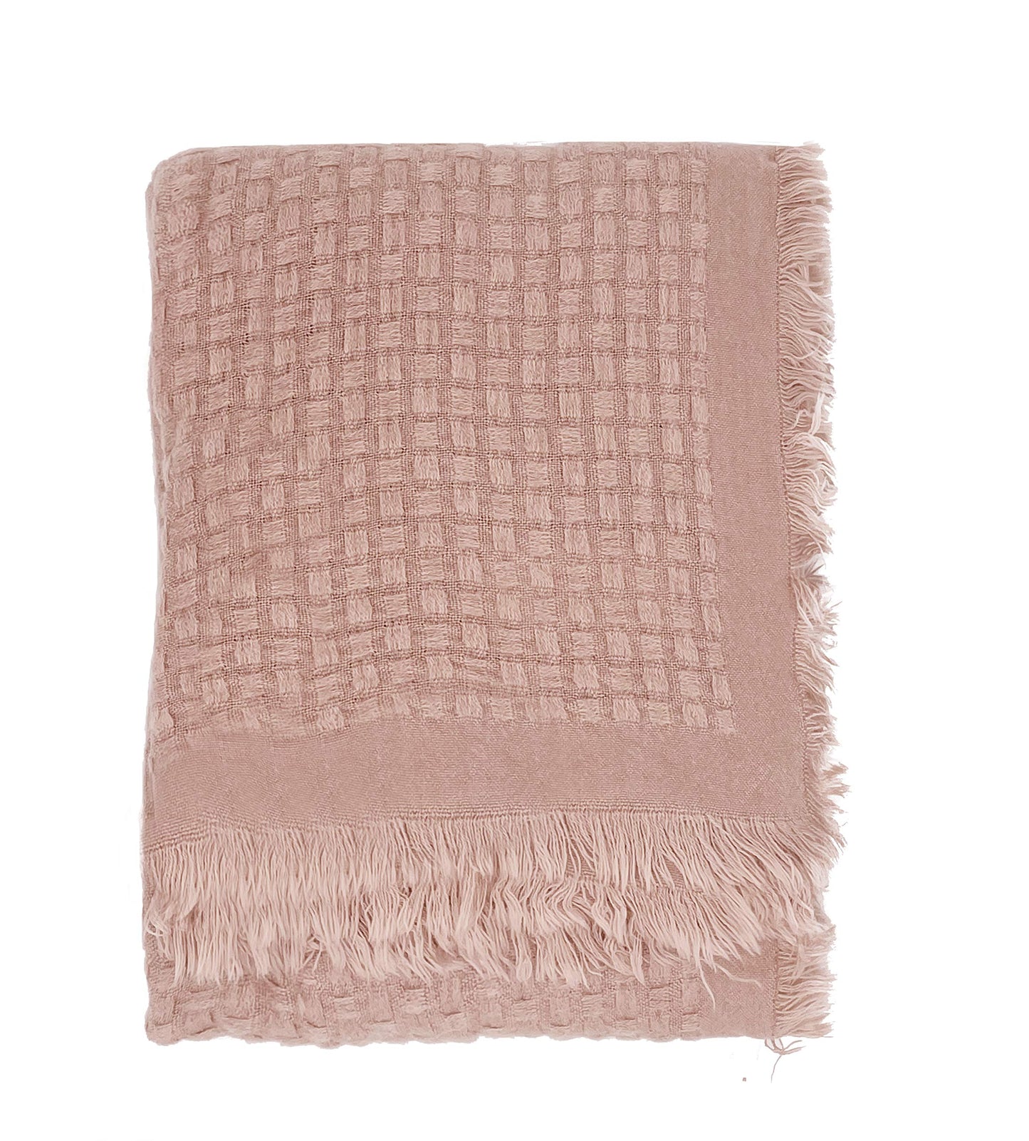 Fennco Styles Waffle Weave Solid Lightweight Throw Blanket with Fringe 50" W x 60" L - Slate Blanket for Sofa, Couch, Living Room and Bedroom Décor
