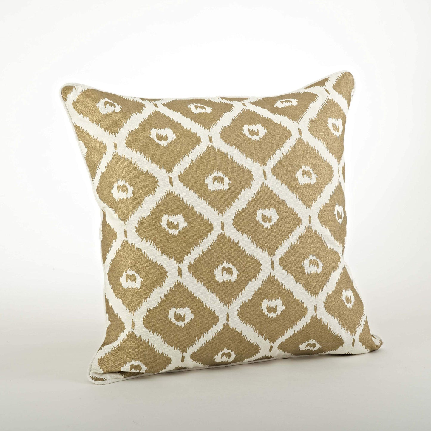 Fennco Styles Ikat Design Cotton Decorative Throw Pillow with Down Filled Insert 20 x 20 Inch - Silver Pillow for Home, Couch, Living Room and Bedroom Decor