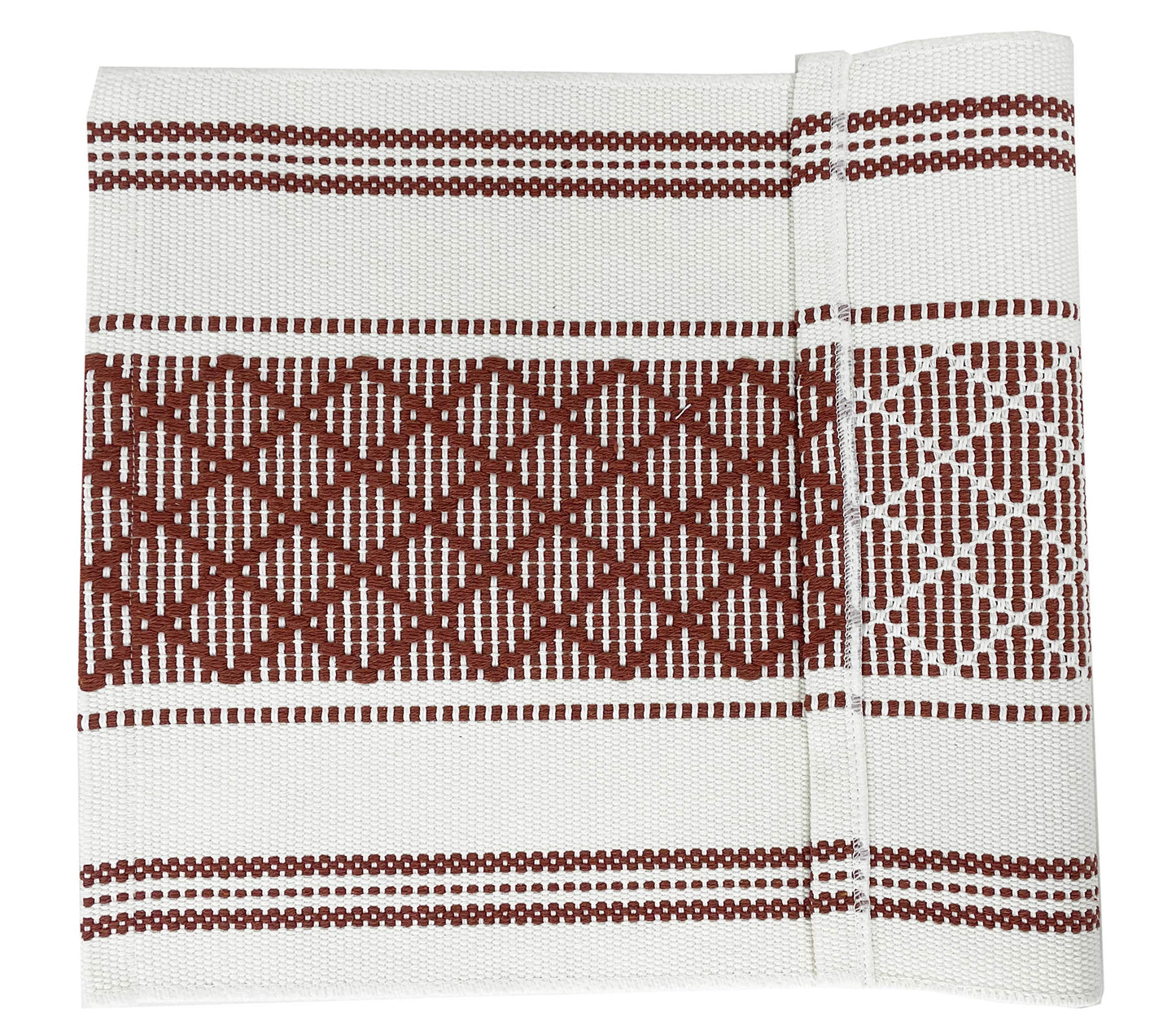 Fennco Styles Diamond Stitch Design Cotton Blend Placemats 14" W x 19" L, Set of 4 - Black Geometric Woven Table Mats for Boho Décor, Home, Dining Table, Banquets, Family Gatherings, Special Occasion