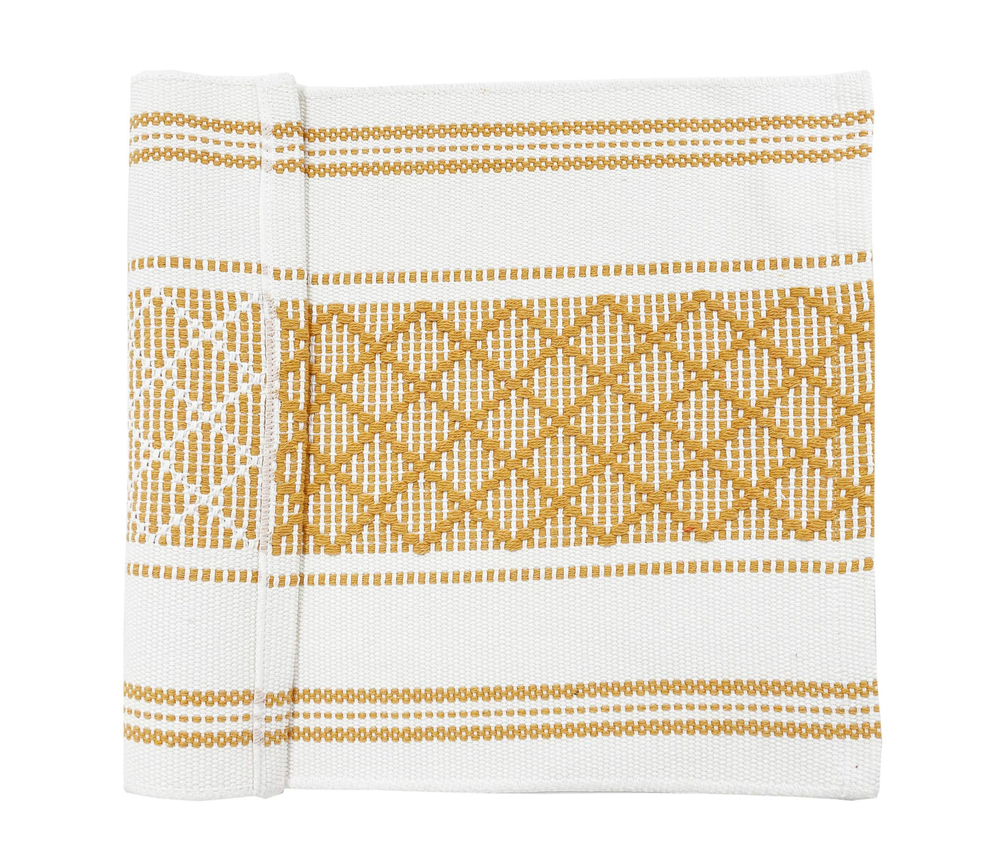 Fennco Styles Diamond Stitch Design Cotton Blend Placemats 14" W x 19" L, Set of 4 - Black Geometric Woven Table Mats for Boho Décor, Home, Dining Table, Banquets, Family Gatherings, Special Occasion