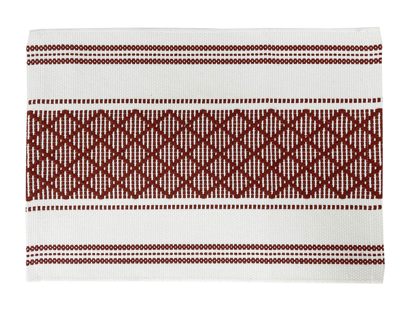 Fennco Styles Diamond Stitch Design Cotton Blend Placemats 14" W x 19" L, Set of 4 - Black Geometric Woven Table Mats for Boho Décor, Home, Dining Table, Banquets, Family Gatherings, Special Occasion