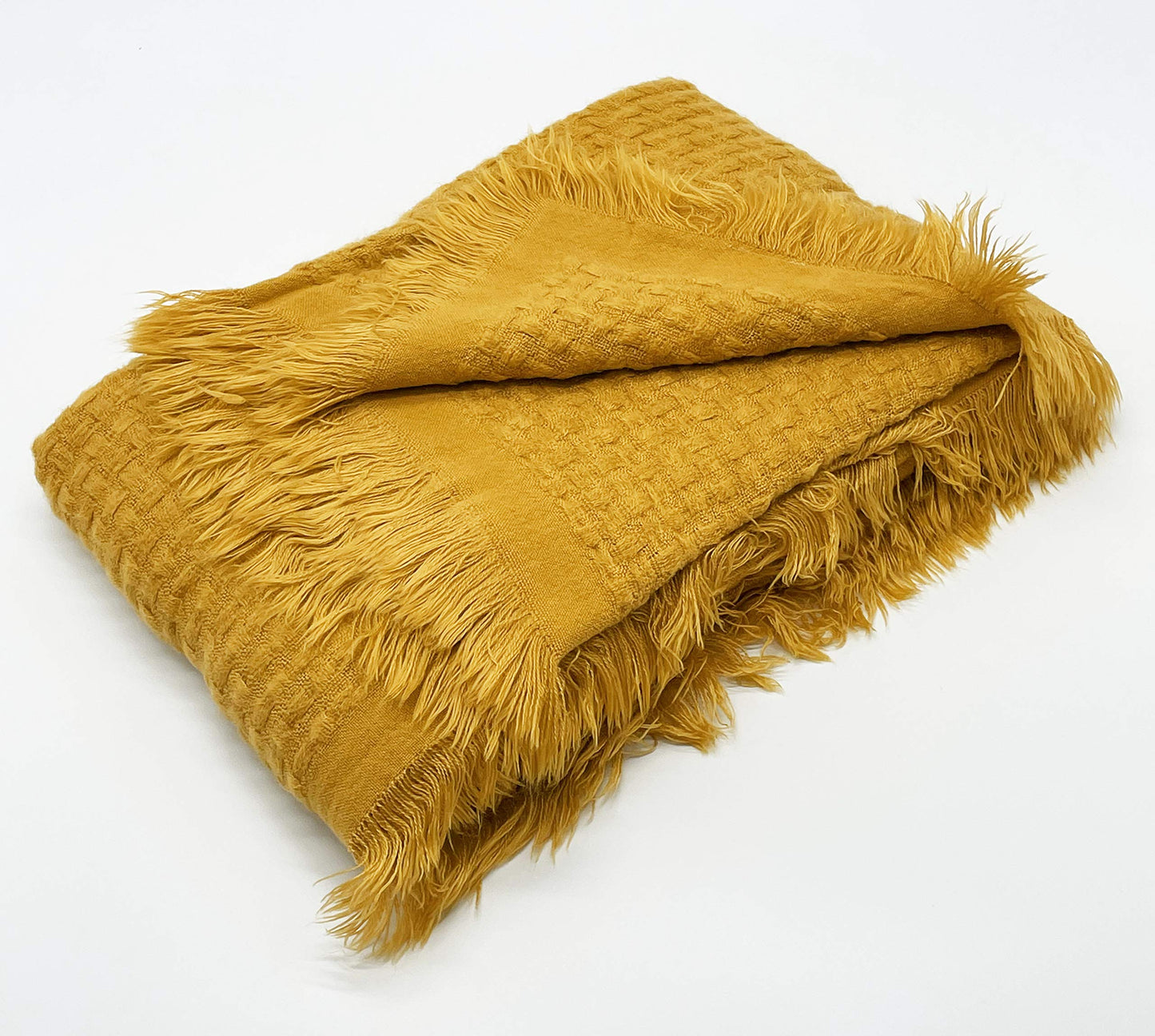 Fennco Styles Waffle Weave Solid Lightweight Throw Blanket with Fringe 50" W x 60" L - Slate Blanket for Sofa, Couch, Living Room and Bedroom Décor