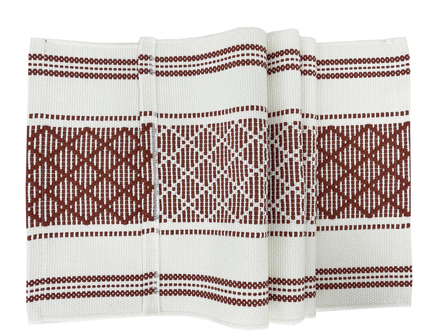 Fennco Styles Diamond Stitch Design Cotton Blend Placemats 14" W x 19" L, Set of 4 - Black Geometric Woven Table Mats for Boho Décor, Home, Dining Table, Banquets, Family Gatherings, Special Occasion
