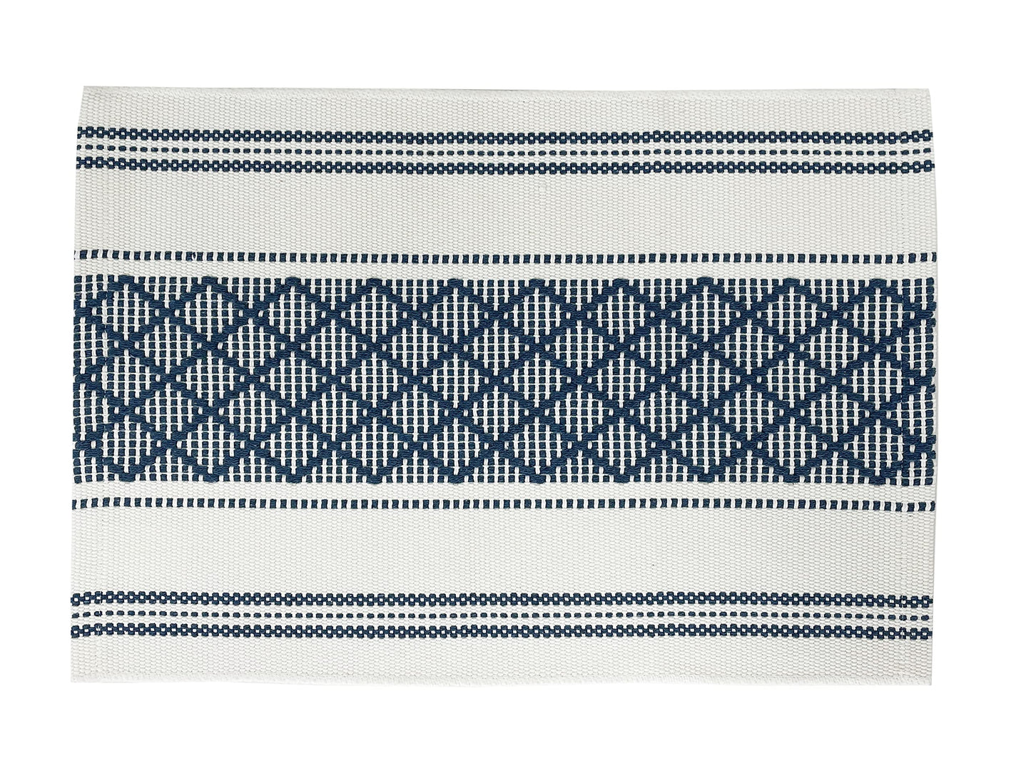 Fennco Styles Diamond Stitch Design Cotton Blend Placemats 14" W x 19" L, Set of 4 - Black Geometric Woven Table Mats for Boho Décor, Home, Dining Table, Banquets, Family Gatherings, Special Occasion