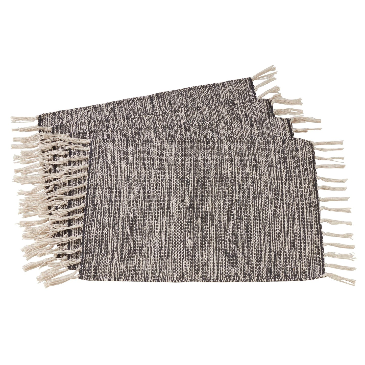 Fennco Styles Classic Black Tassels 100% Cotton Table Placemat - Set of 4 (14"x20" Placemat - Set of 4)