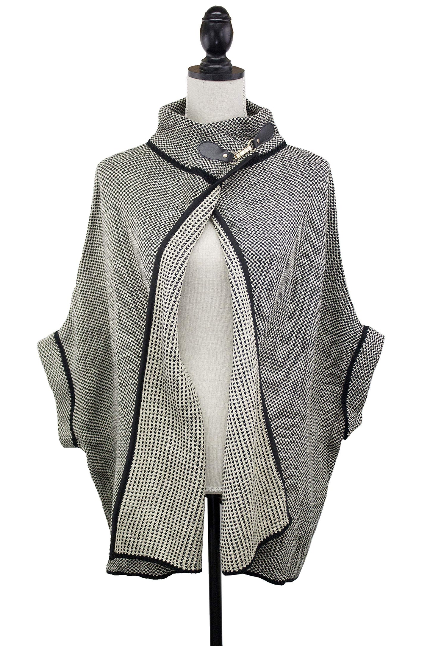 stylesilove Women Sweater Knit Cardigan with Buckle Fashion Jacket Shawl Poncho Warm Wrap for Fall Winter Season