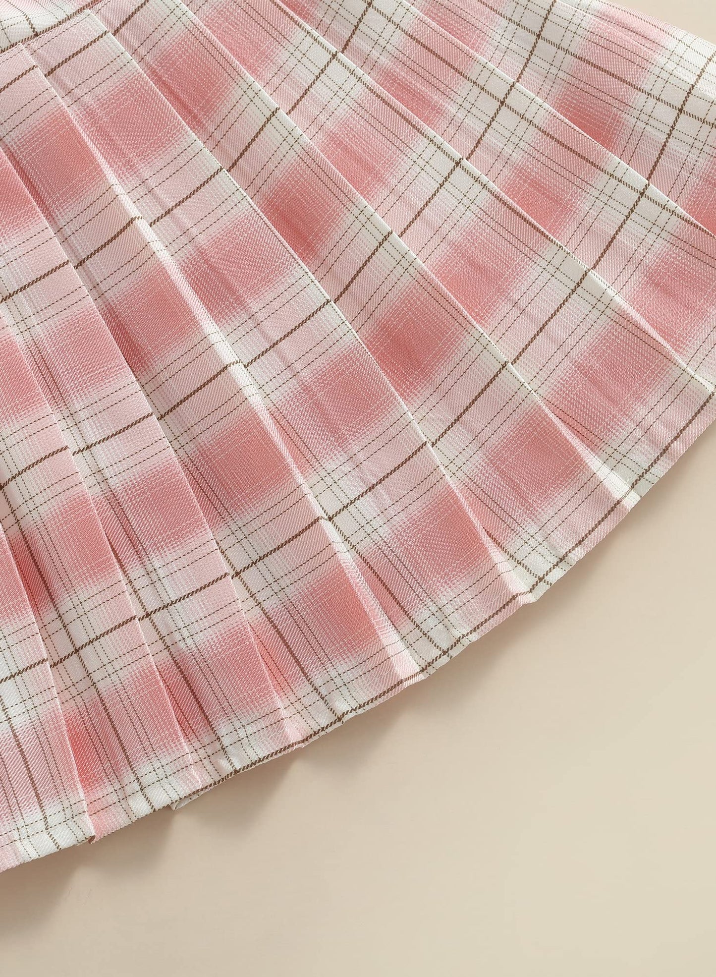 stylesilove Toddler Little Girls Solid Ribbed Tank Top & Plaid Mini Pleated Skirt 2pcs Summer Casual Dress Outfit