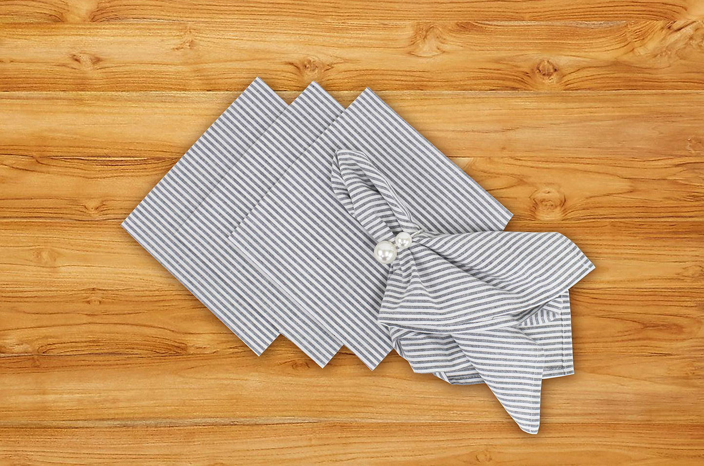 Fennco Styles Simple Ticking Stripes 100% Pure Cotton Placemats 13 x 19 Inch, Set of 4