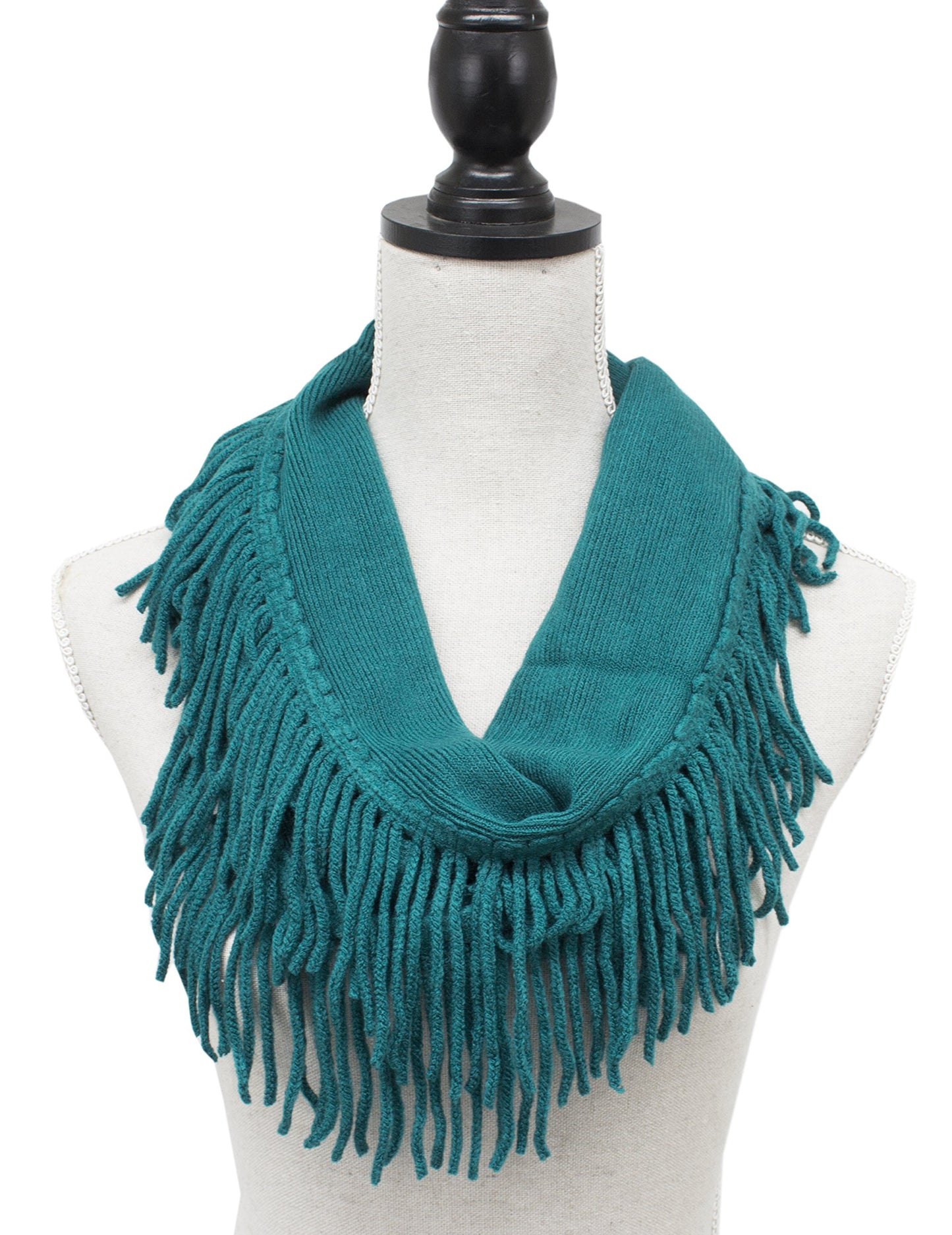 stylesilove Knitted Lightweight Infinity Fringe Women Fashion Scarf - 3 Colors