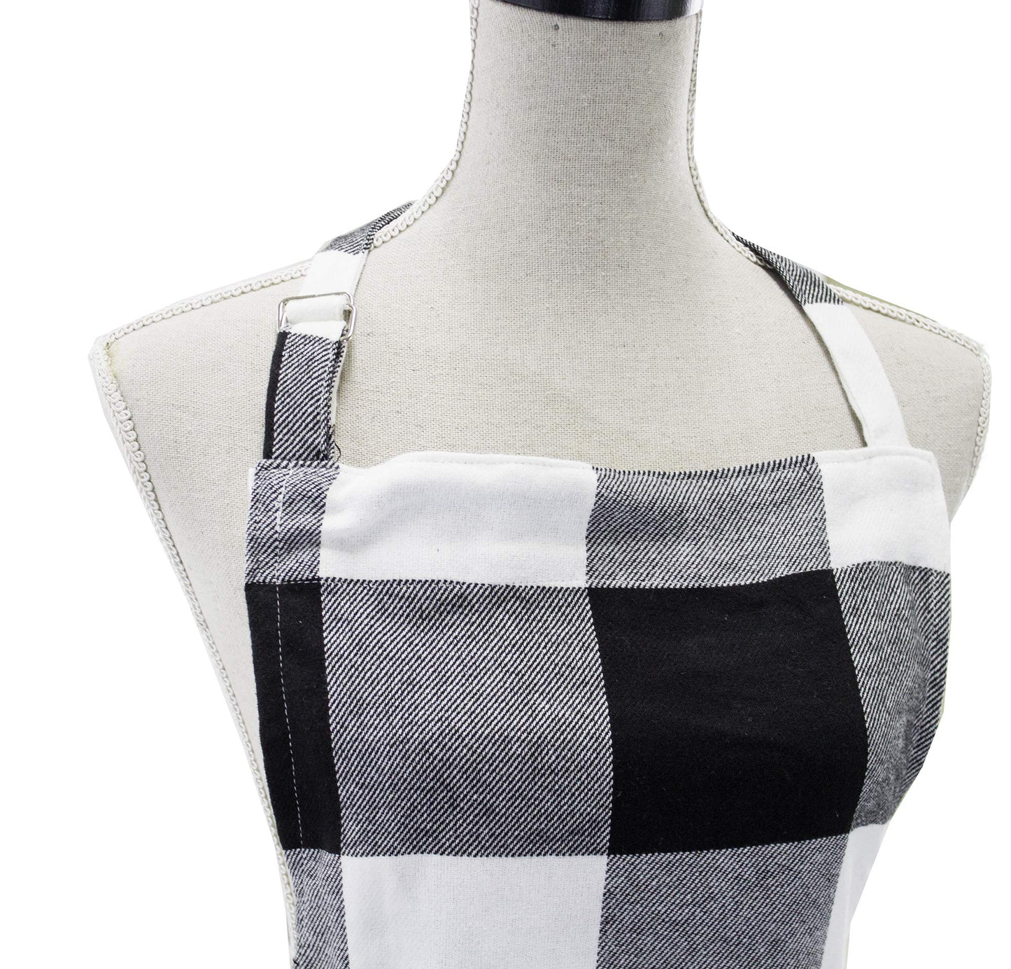 Fennco Styles Black and White Buffalo Check Plaid Cotton Kitchen Home Apron (24" x 36")