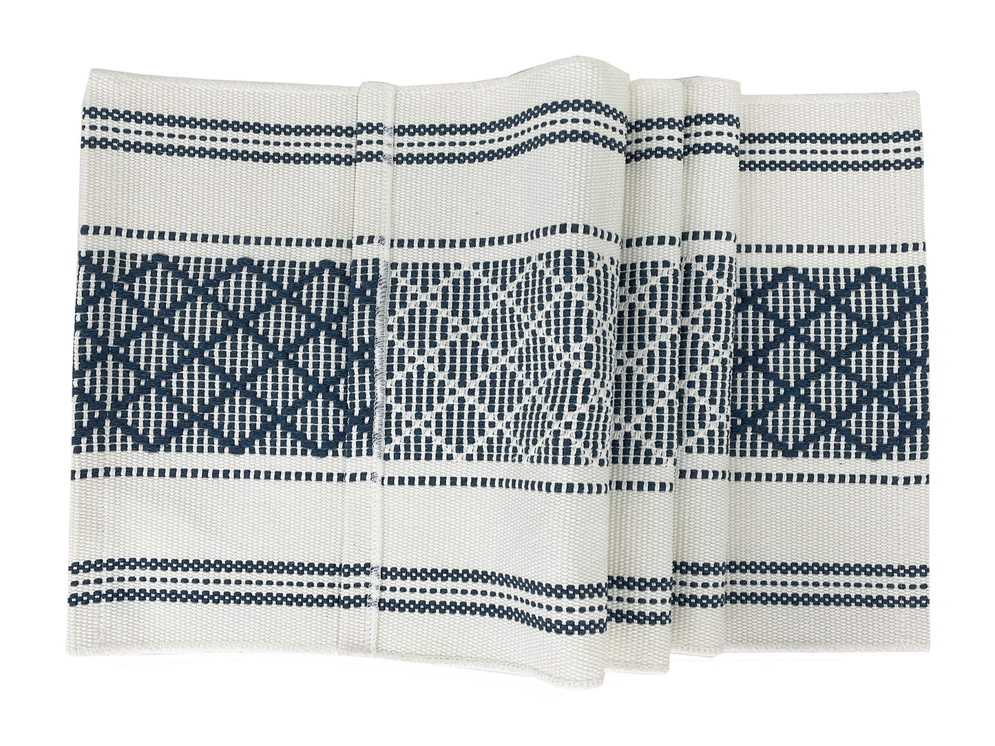 Fennco Styles Diamond Stitch Design Cotton Blend Placemats 14" W x 19" L, Set of 4 - Black Geometric Woven Table Mats for Boho Décor, Home, Dining Table, Banquets, Family Gatherings, Special Occasion