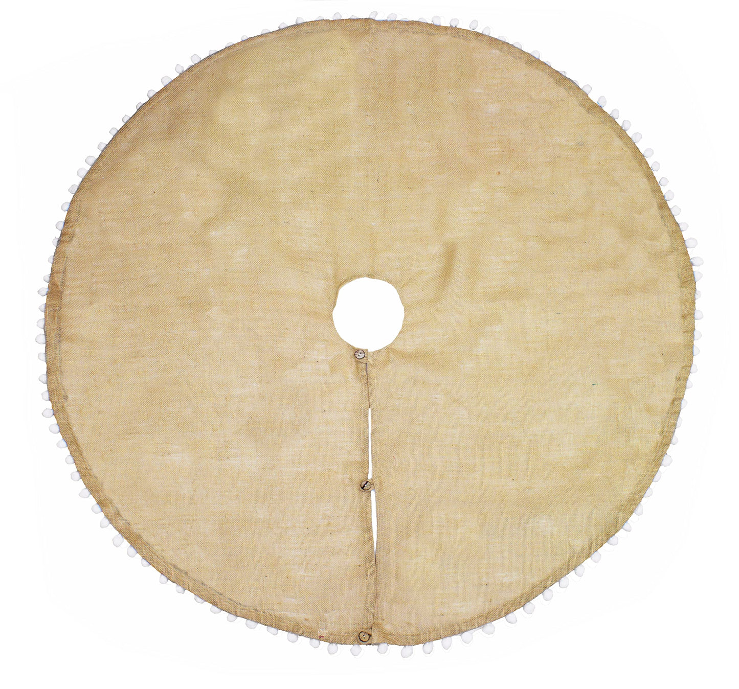 Amy's HomeGoods Pompom Trim Jute Holiday Christmas Tree Skirt (56" Tree Skirt)