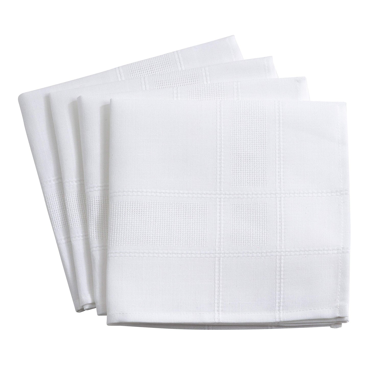 Fennco Styles Holiday Drawn Work Thread Design Cloth Napkin 20" Square - 2 Colors (White, 20"x20" Napkin-Set of 4)