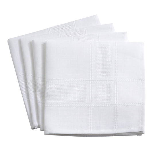 Fennco Styles Holiday Drawn Work Thread Design Cloth Napkin 20" Square - 2 Colors (White, 20"x20" Napkin-Set of 4)