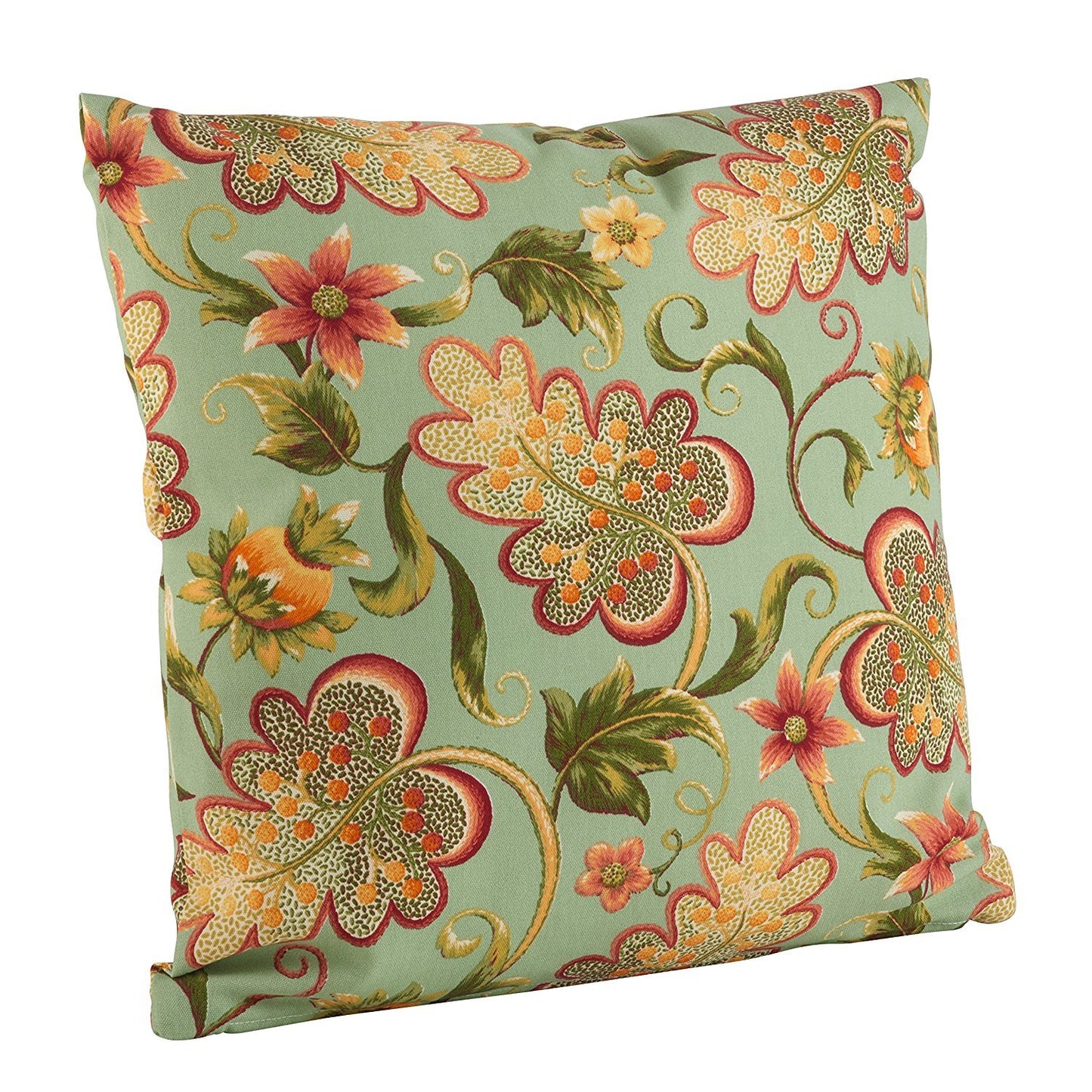 Fennco Styles Paisley Design Indoor/Outdoor Poly Filled Throw Pillow 17" W X 17" L - Turquoise Floral Print Accent Pillow for Home, Patio, Garden and Lawn Décor