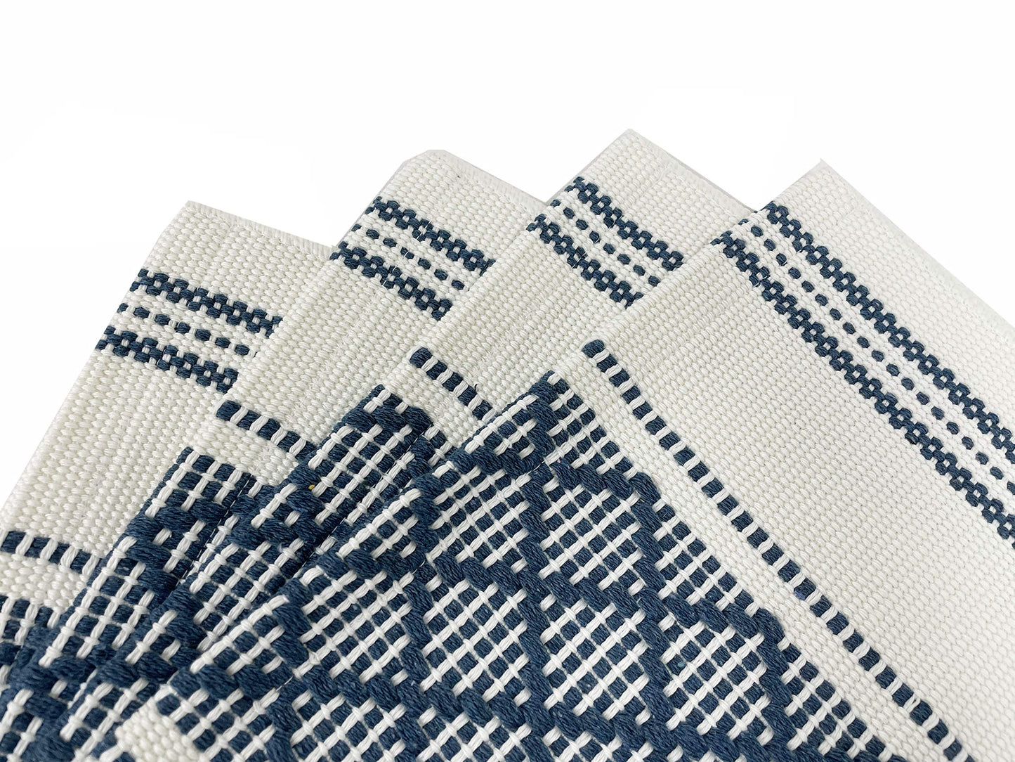 Fennco Styles Diamond Stitch Design Cotton Blend Placemats 14" W x 19" L, Set of 4 - Black Geometric Woven Table Mats for Boho Décor, Home, Dining Table, Banquets, Family Gatherings, Special Occasion
