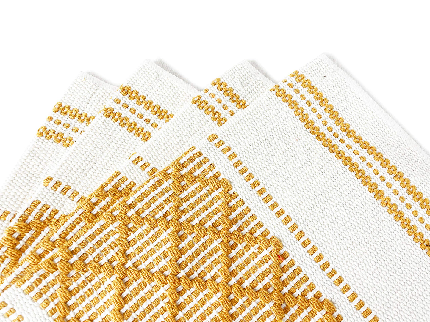 Fennco Styles Diamond Stitch Design Cotton Blend Placemats 14" W x 19" L, Set of 4 - Black Geometric Woven Table Mats for Boho Décor, Home, Dining Table, Banquets, Family Gatherings, Special Occasion