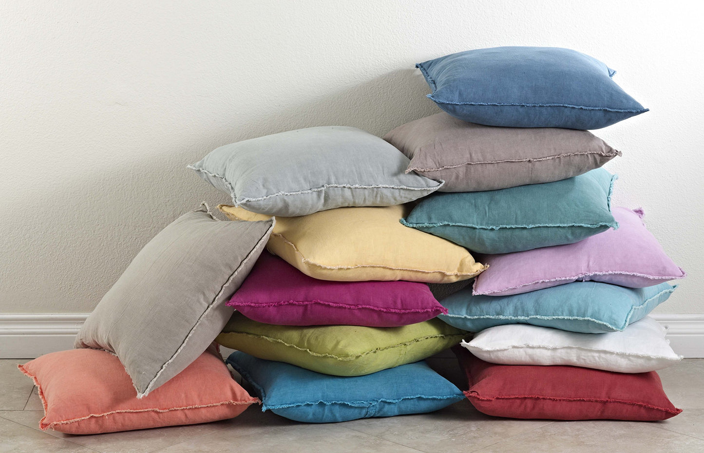 Fennco Styles Fringed Design Down Filled Linen 20-Inch Throw Pillow
