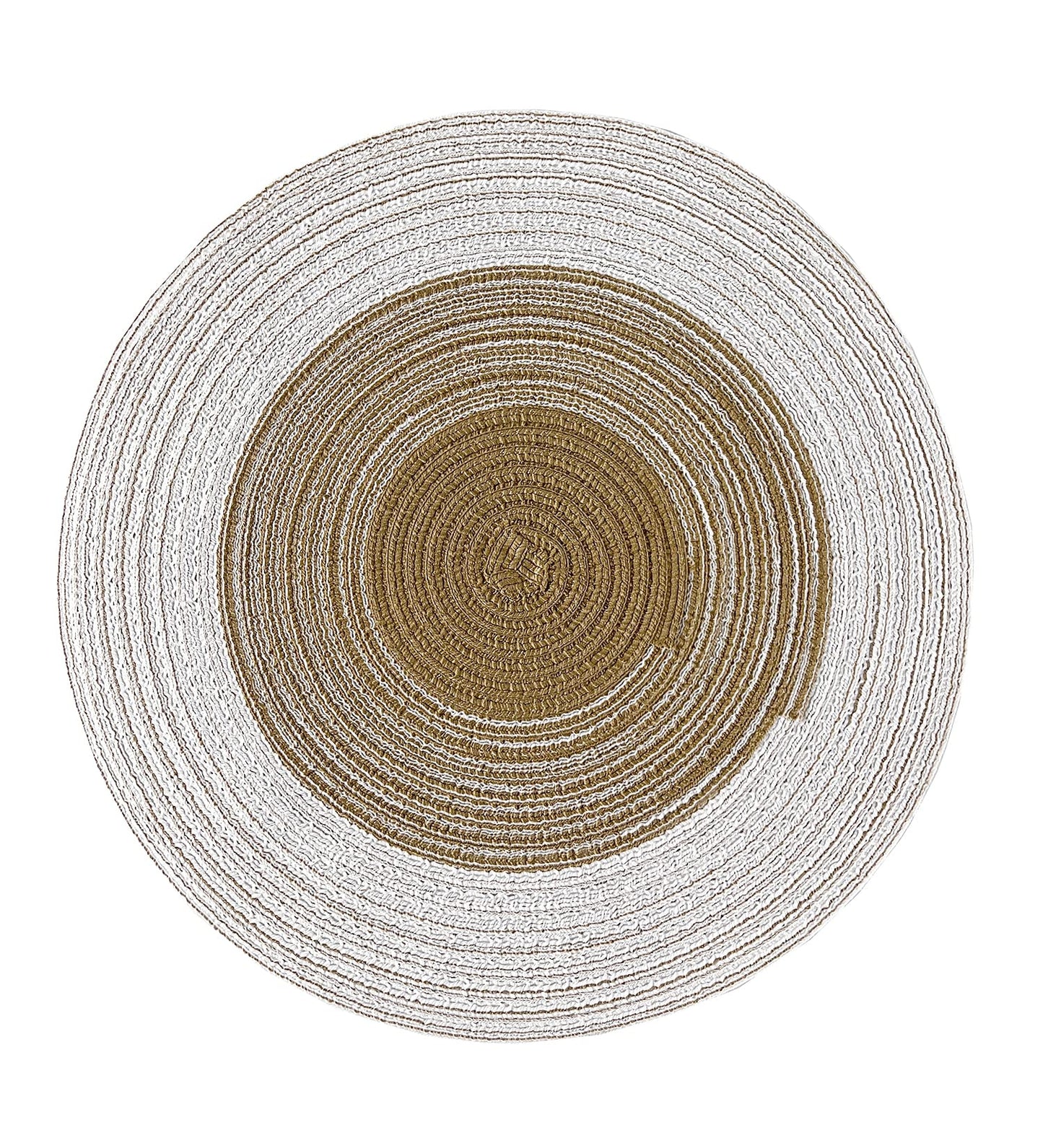 Fennco Styles Handmade Gradient Textured Ramie Placemats 14" Round, Set of 4 – Braided Table Mats Heat Resistant Insulation for Home Décor, Dining Table, Everyday Use, Banquets, Special Events
