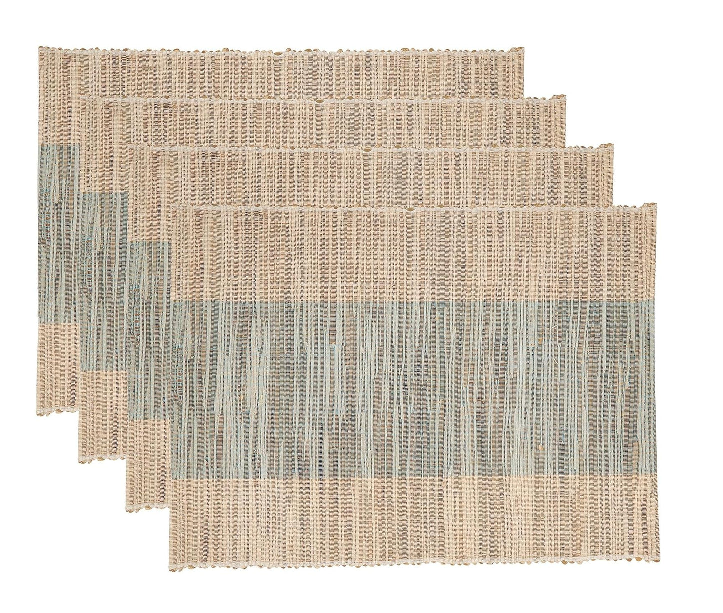 Fennco Styles Modern Water Hyacinth Banded Placemats 14 x 19 Inch, Set of 4 - Shimmering Table Mats for Home Décor, Dining Table, Banquets, Holiday and Special Events