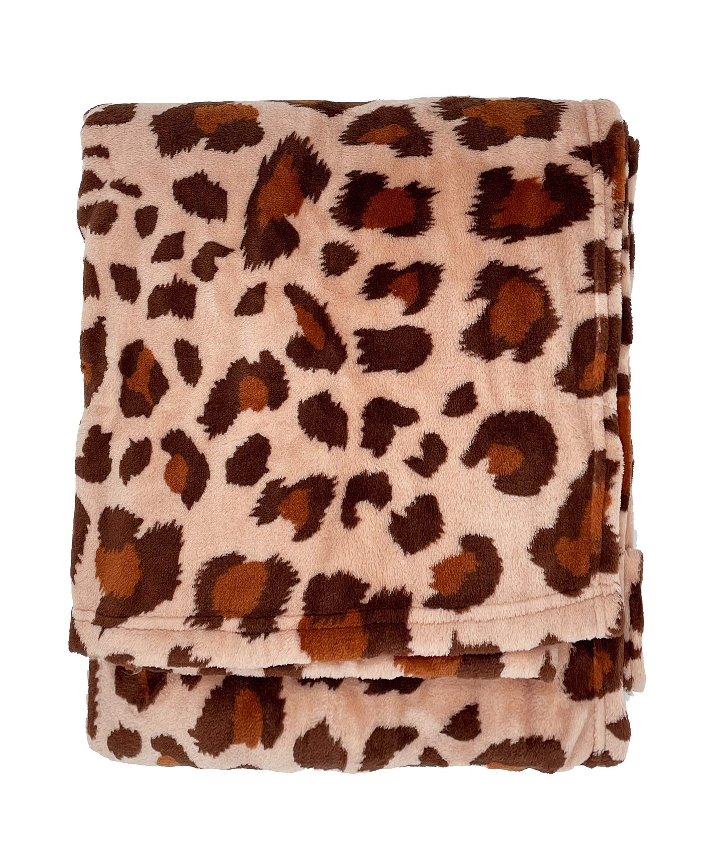 Fennco Styles Brown Cheetah Print Fleece Throw Blanket 50" W x 60" L - Brown Plush Blanket for Home, Sofa, Couch, Living Room and Bedroom Décor