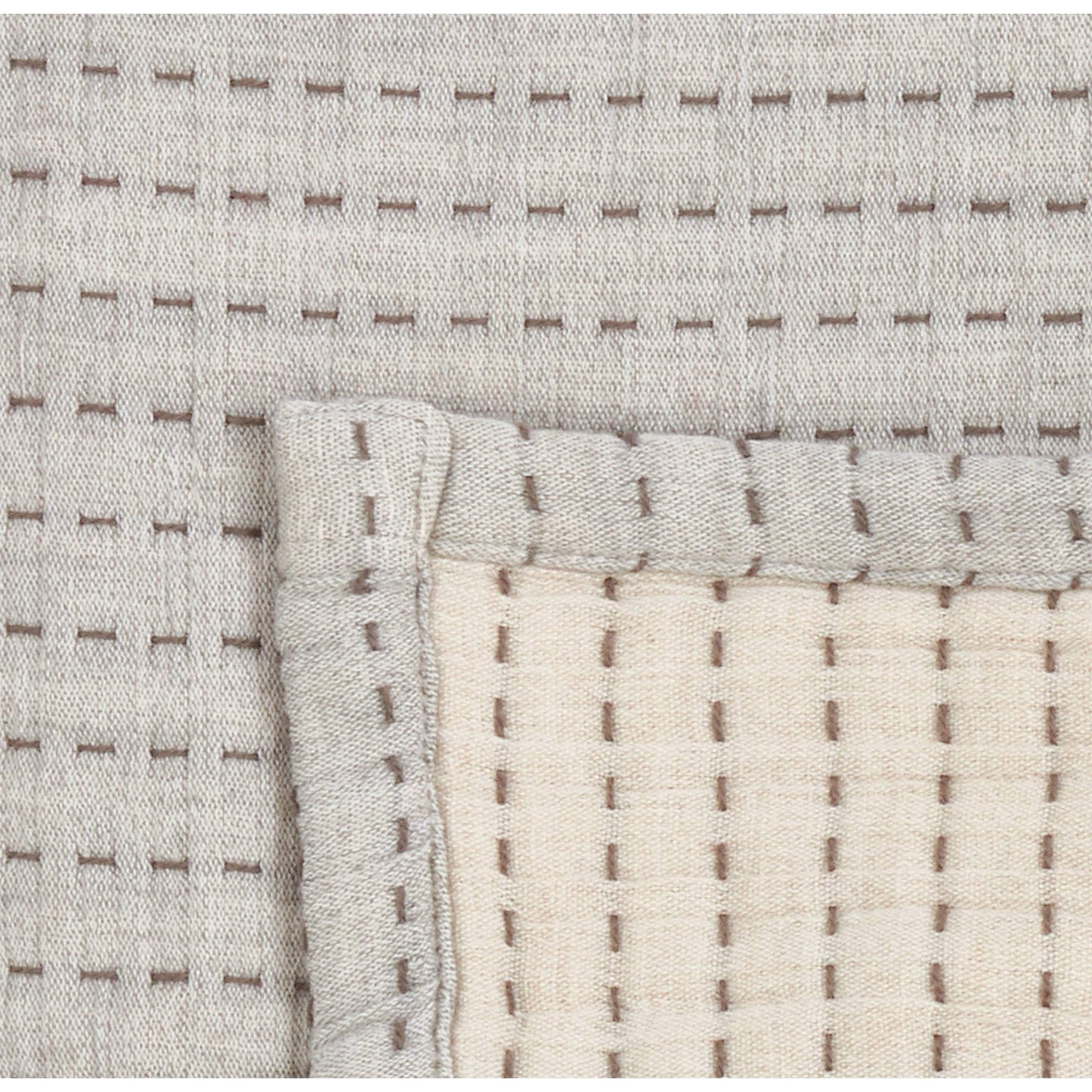 Fennco Styles Grey Cozy Warmth 100% Pure Cotton Line-Stitch Design Throw Blanket 50" x 60"