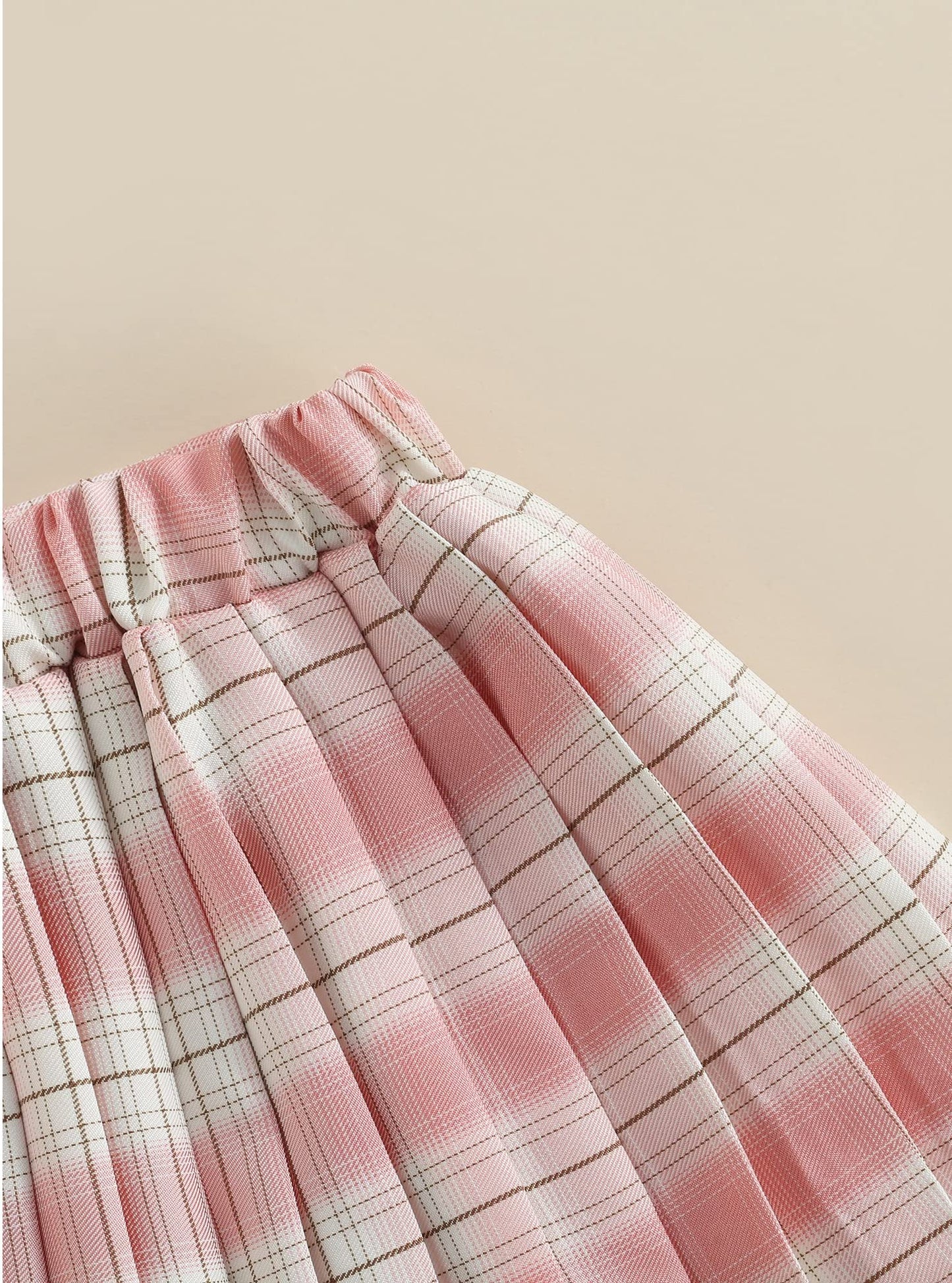 stylesilove Toddler Little Girls Solid Ribbed Tank Top & Plaid Mini Pleated Skirt 2pcs Summer Casual Dress Outfit