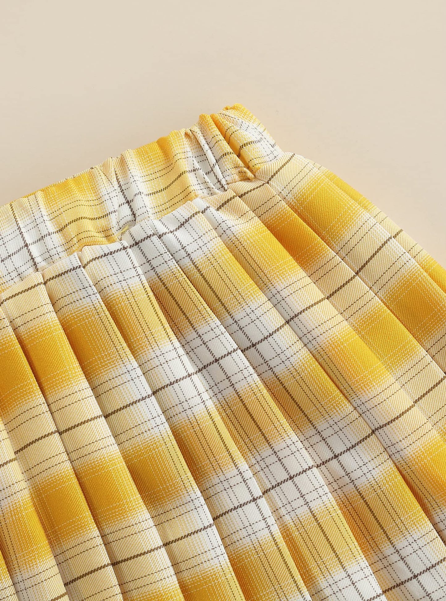 stylesilove Toddler Little Girls Solid Ribbed Tank Top & Plaid Mini Pleated Skirt 2pcs Summer Casual Dress Outfit