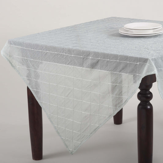 Fennco Styles La Belle Epoque Stitched Sheer Tablecloth, 5 Colors (84"x84", Mint)