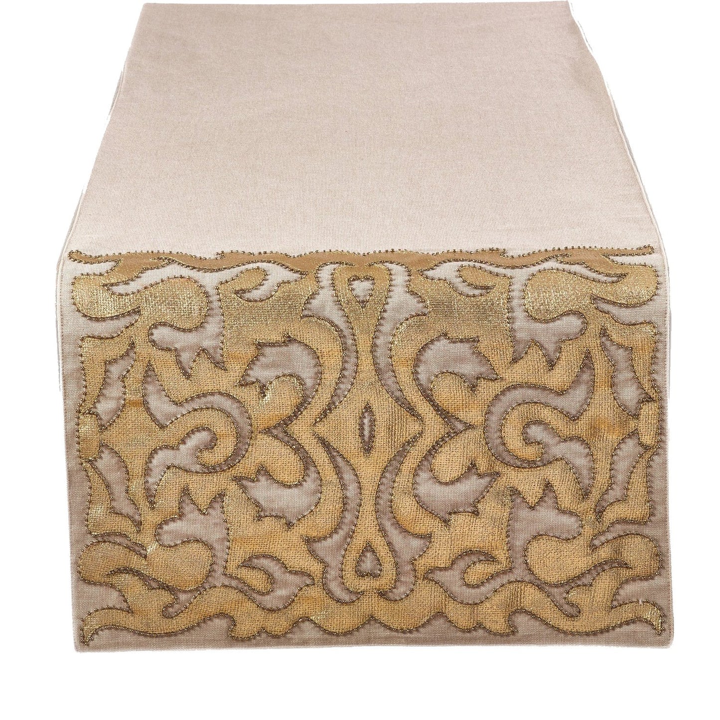 Fennco Styles Stunning Applique and Hand Beaded Design Table Runner - 16" X 72"